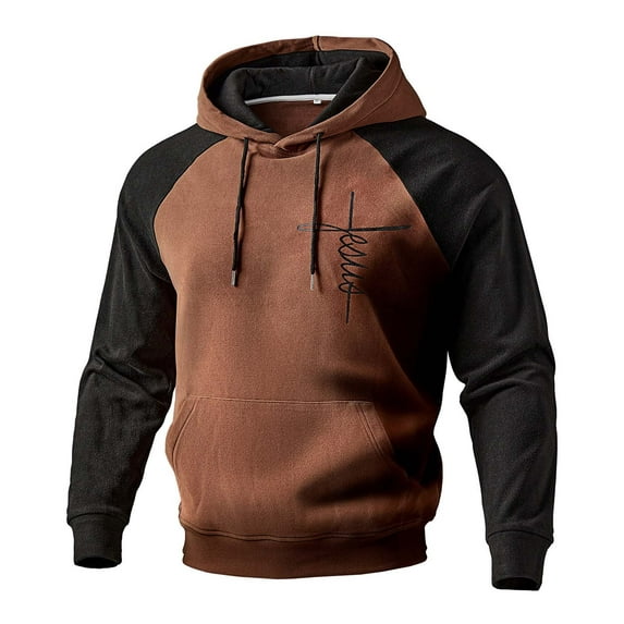 Yaoyar Mens Hoodies Patchwork Pullover Fleece Color Block Long Sleeve Sweatshirts Casual Tops with Pocket