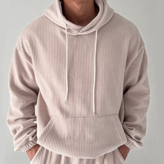 Yaoyar Mens Hoodies Pullover Corduroy Drawstring Long Sleeve Casual Lightweight Hooded Sweatshirt with Pocket