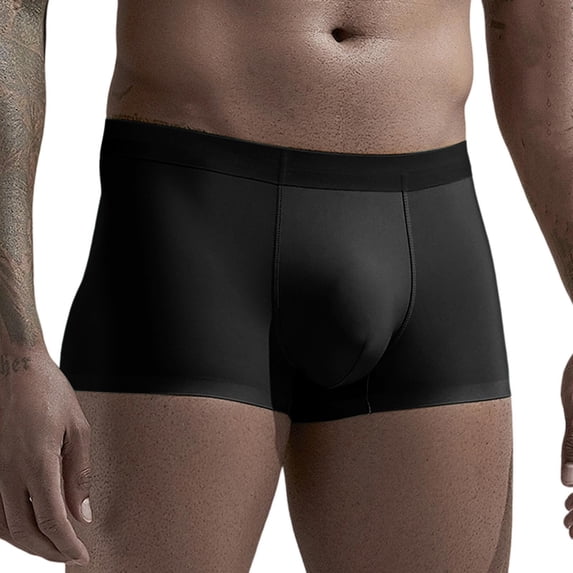 Yaoyar Mens Ice Silk Seamless Summer Boxer Shorts Breathable Lightweight Underwear with Comfort Fabric Casual Boxer Briefs,Black,2XL