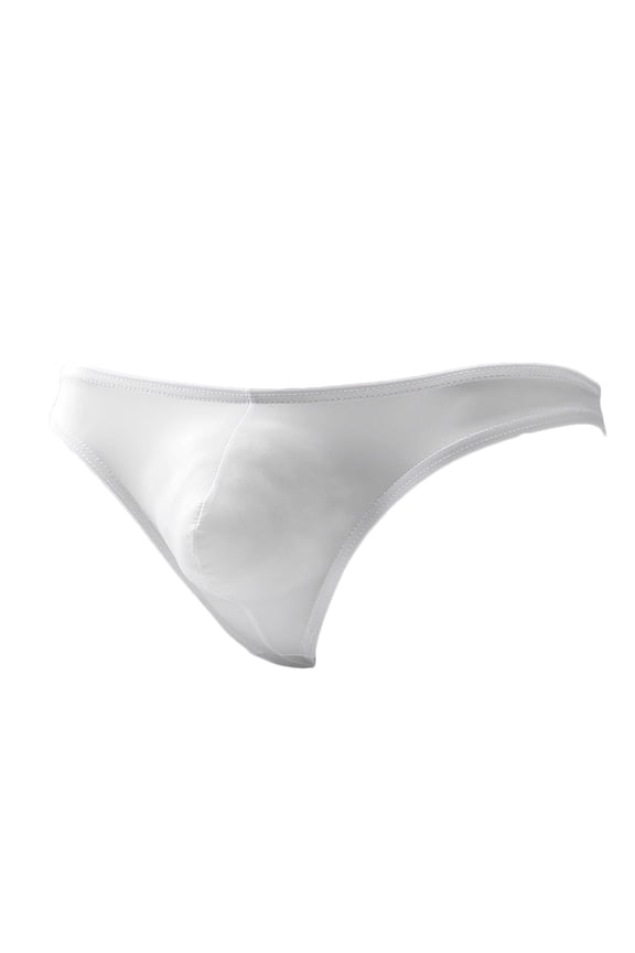 Mens Ice Silk Thong Summer Underwear Sheer U Pouch Design Low Rise Athletic Lightweight Fabric for Sport Active Wear Briefs,White,2XL