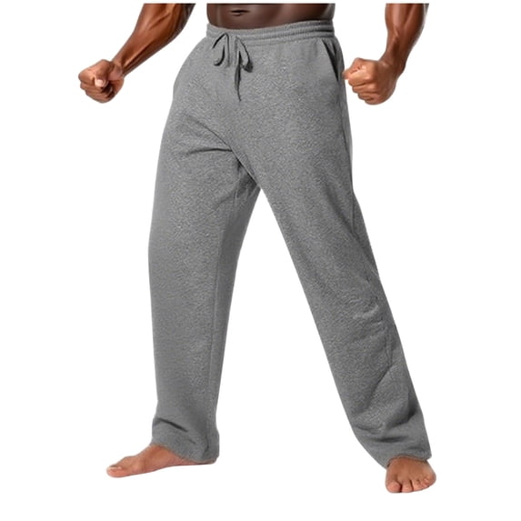 Yaoyar Mens Lightweight Athletic Pants Solid Color Drying Sports Leisure Straight Leg Drawstring Pants Full Length Pants Relaxed-Fit Performance Trousers for Daily