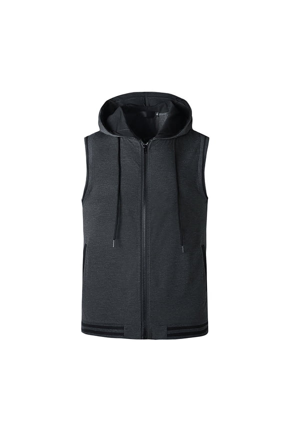 Mens Lightweight Softshell Vest Hooded Outerwear Zip Up Fleece Lined Windproof Sleeveless Jacket for Golf Running