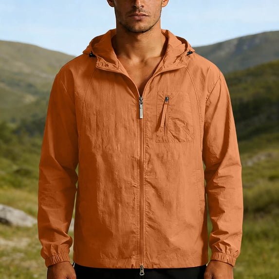 Yaoyar Mens Lightweight Sun Protection Hooded Jacket Waterproof Windbreaker Raincoat Shell Jacket for Outdoor Hiking Traval