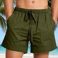 thumbnail image 1 of Yaoyar Mens Linen Shorts Casual Cotton Elastic Waist Drawstring Lightweight Loose Summer Beach Vacation Short with Pockets, 1 of 7