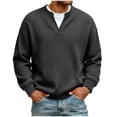 thumbnail image 1 of Yaoyar Mens Long Sleeved V-neck Casual Tee Fake Two Piece Waffle Casual Breathable Top Button Shirt Casual Shirt Henley Shirt, 1 of 3