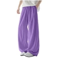 thumbnail image 1 of Yaoyar Mens Loose Elastic Drawstring Waist Pants Solid Color Wide Leg Casual Pants With Ice Silk Drape Feeling Summer Lightweight Breathable Pants, 1 of 3