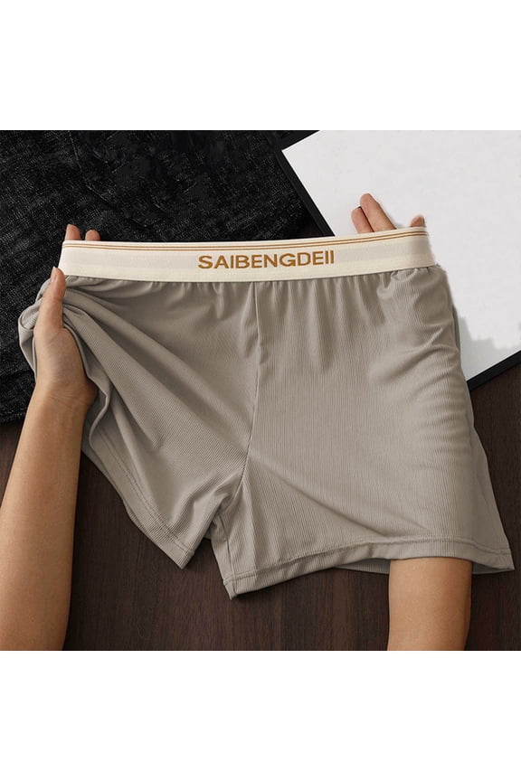 Mens Loose Fit Breathable Summer Boxer Shorts Four Leg Athletic Underwear with Lightweight Fabric for Home Wear Casual Comfort Soft Boxer Briefs,Gray,XL