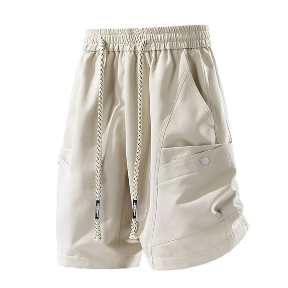Yaoyar Mens Loose Sporty Shorts Casual Summer Beach Shorts Elastic Waist Drawstring Cargo Pants with Multiple Pockets