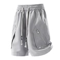 thumbnail image 1 of Yaoyar Mens Loose Sporty Shorts Casual Summer Beach Shorts Elastic Waist Drawstring Cargo Pants with Multiple Pockets, 1 of 5