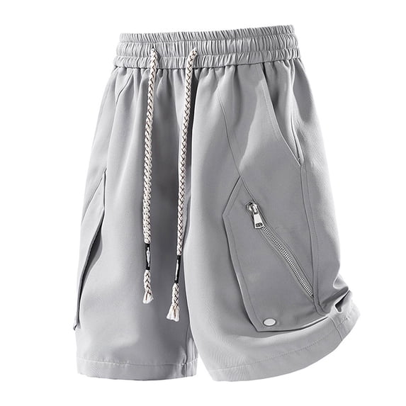Yaoyar Mens Loose Sporty Shorts Casual Summer Beach Shorts Elastic Waist Drawstring Cargo Pants with Multiple Pockets