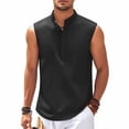 thumbnail image 1 of Yaoyar Mens Muscle Tank Tops Sleeveless Workout Gym Henley Shirts Slim Fit Collared T-Shirts Beach Summer Button Vest Shirts, 1 of 6