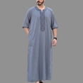 thumbnail image 1 of Yaoyar Mens Muslim Robes Middle East Long Sleeve Thobes Embroidered Kaftan Abaya Formal Dubai Clothes Thobe Abaya Robe, 1 of 8