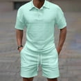 thumbnail image 1 of Yaoyar Mens New Summer Beach Sport Short Sleeve Set Matching Camp Shirt and Shorts Casual Vacation Outfit Two Piece Short Sleeve Ensemble, 1 of 6