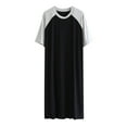 thumbnail image 1 of Yaoyar Mens Nightshirt Cotton Nightgown Crew Neck Short Sleeve PJ Soft Long Sleepwear Loose Pajamas Sleep Shirt Black 2XL, 1 of 7