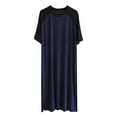 thumbnail image 1 of Yaoyar Mens Nightshirt Cotton Nightgown Crew Neck Short Sleeve PJ Soft Long Sleepwear Loose Pajamas Sleep Shirt Navy 2XL, 1 of 7