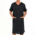 thumbnail image 1 of Yaoyar Mens Nightshirt Cotton Nightgown V Neck Short Sleeve PJ Soft Long Sleepwear Loose Pajamas Sleep Shirt, 1 of 6