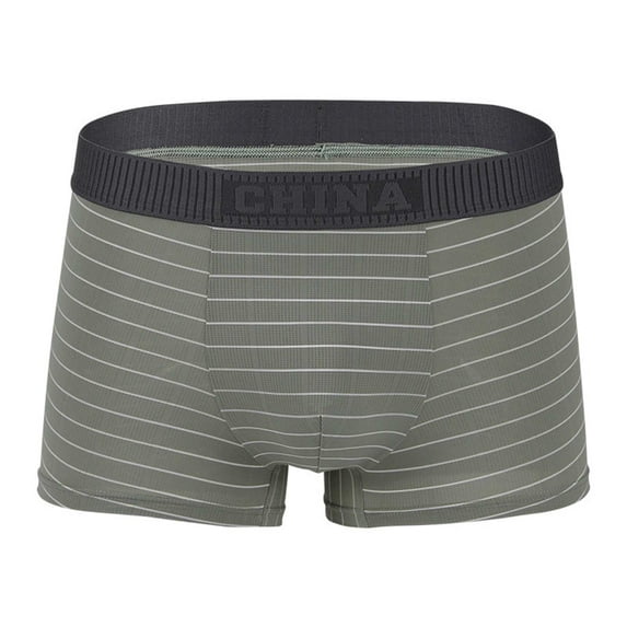 Yaoyar Mens Nylon Blend Striped Summer Boxer Shorts Mid Rise Underwear Graphhene Quick Dry Breathable Fabric for Casual Comfort Wear Boxer Briefs,Green,2XL