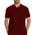 thumbnail image 1 of Yaoyar Mens Partial Zip V-Neck Scrub Top, Rib-Knit Panels, 2 Zip Pockets, 1 Welt Pocket PROTX2 Fabric- IN702A, 1 of 6