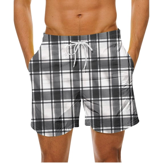 Yaoyar Mens Plaid Design Elastic Waist Shorts Drawstring Adjustment Casual Pattern Lightweight Summer Lightweight Fabric Summer Shorts