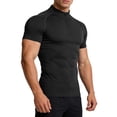 thumbnail image 1 of Yaoyar Mens Quarter Zip Compression Shirt Short Sleeve Quick Dry Workout Tops Athletic Tee Base Layer Muscle Slim Fit T Shirts, 1 of 7