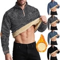 thumbnail image 1 of Yaoyar Mens Quarter Zip Fleece Sweatshirt Thick Sherpa Lined Warm Pullover Casual Fall Winter Warm Sweaters Long Sleeve Tops, 1 of 7