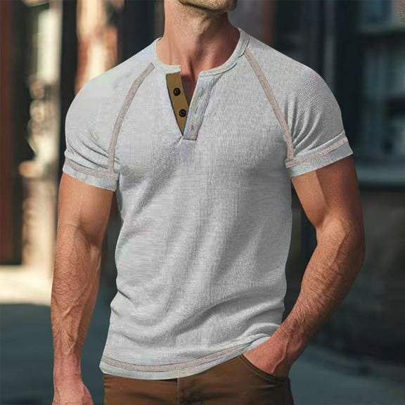 Yaoyar Mens Relaxed Style Solid Color Short Sleeve Round Neck Basic T-Shirt Essential Wardrobe Design Comfort Fit Everyday Casual Short Sleeve Tee