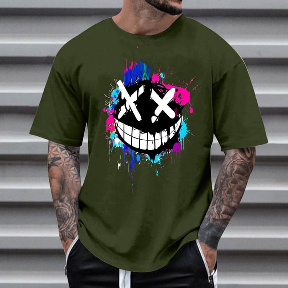 Yaoyar Mens Round Neck Printed T-shirt Fashion Casual Short Sleeve Garden Neck Shirt Daily Wear In Spring And Summer
