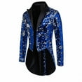 thumbnail image 1 of Yaoyar Mens Sequin Tuxedo Slim Fit Swallowtail Fashion Performance Dinner Party Wedding Blazer Suit Jacket Blue L, 1 of 8