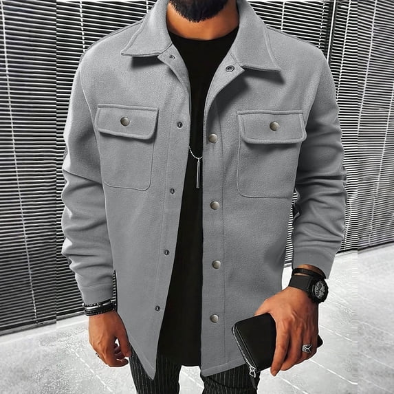 Yaoyar Mens Shacket Button Down Shirt Jacket Casual Overshirt Lightweight Jackets Work Cardigan Outwear with Pocket