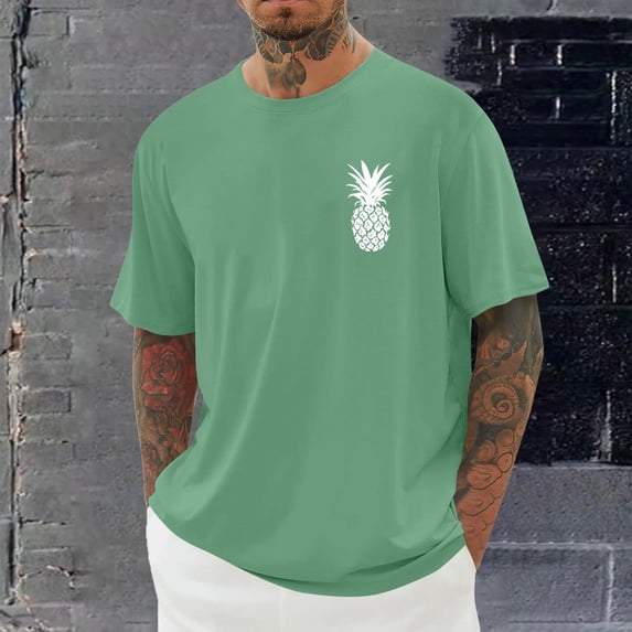 Yaoyar Mens Short Sleeve T-Shirts Pineapple Graphic Tees Shirts Summer Tops Cotton Tshirts for Beach Party