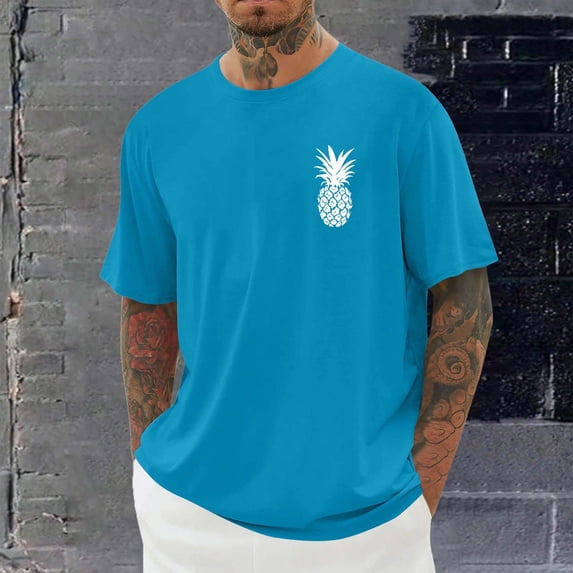 Yaoyar Mens Short Sleeve T-Shirts Pineapple Graphic Tees Shirts Summer Tops Cotton Tshirts for Beach Party
