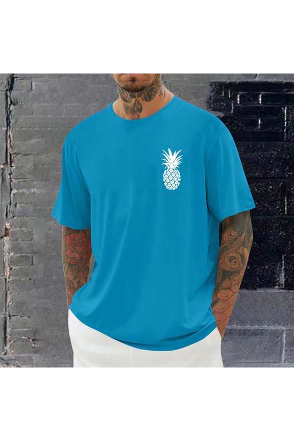 Mens Short Sleeve T-Shirts Pineapple Graphic Tees Shirts Summer Tops Cotton Tshirts for Beach Party