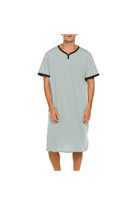 Mens Short Sleeve V-Neck One Piece Sleepwear Robe Loungewear Design Comfort Fit Casual V Neck Romper