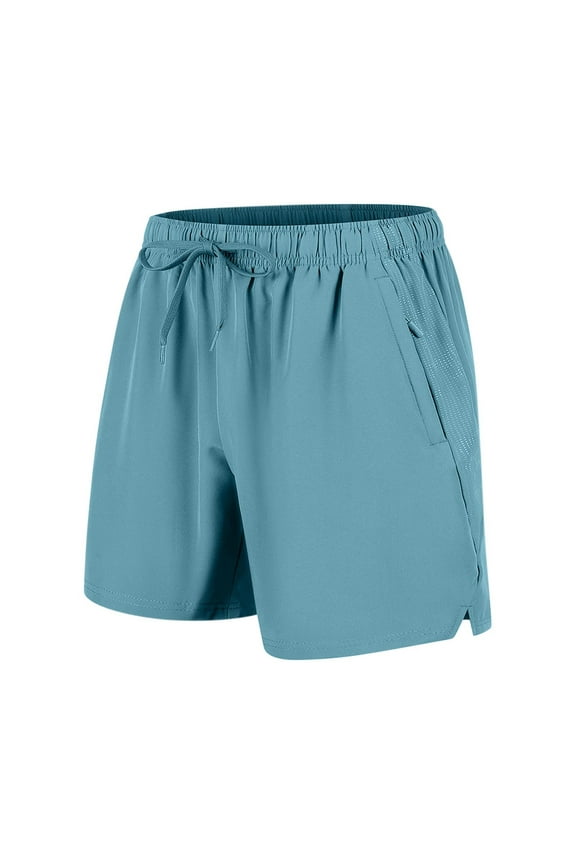 Mens Shorts Lightweight Sportswear Solid Color Polyester Outdoor Comfortable Breathable Wicking Shorts Quick-Drying Casual Sports Ice Silk Shorts