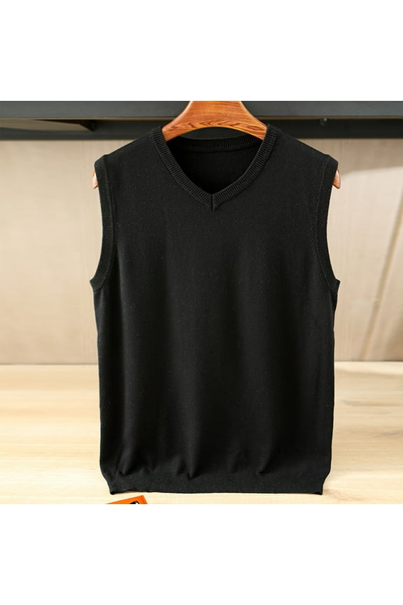 Mens Slim Fit V-Neck Sleeveless Knit Vest Fashion Solid Color Sleeveless Camisole Pullover V-neck Knitted Sweater Casual Layered Wear