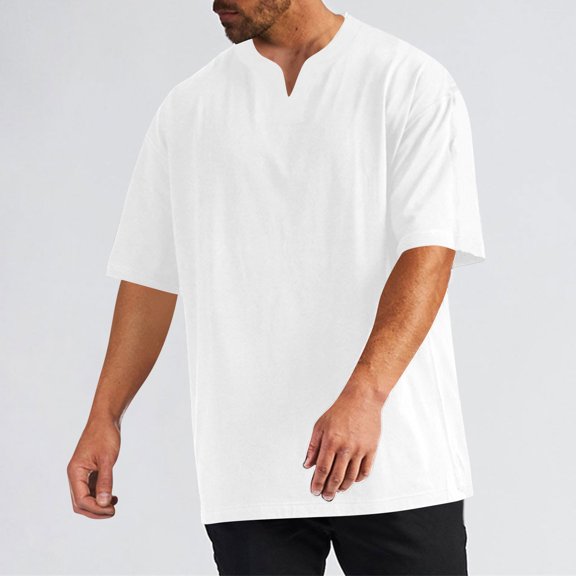 Yaoyar Mens Solid Color Compression Training Stretch Short Sleeve V-Neck Athletic Top Quick Dry Design Slim Fit Workout V Neck Shirt
