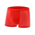 thumbnail image 1 of Yaoyar Mens Solid Color Elastic Waist Summer Underwear Base Layer Boxer Briefs Stretch Soft Fabric Boxer Briefs for Men Lightweight Breathable Design Underwear Boxer Briefs,Red,3XL, 1 of 2