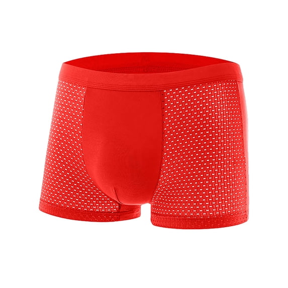 Yaoyar Mens Solid Color Elastic Waist Summer Underwear Base Layer Boxer Briefs Stretch Soft Fabric Boxer Briefs for Men Lightweight Breathable Design Underwear Boxer Briefs,Red,3XL