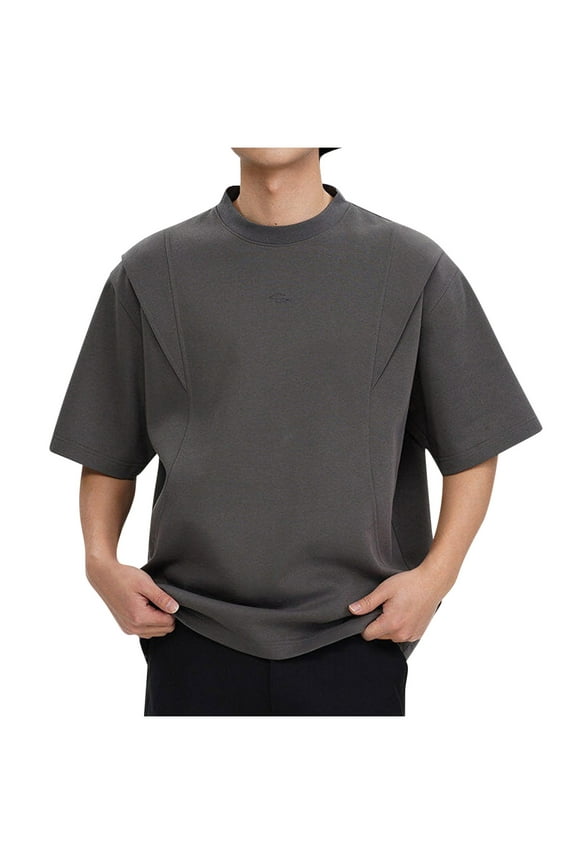 Mens Solid Color Minimalist Short Sleeve Tee Clean Design Basic Everyday Essential Round Neck T-Shirt