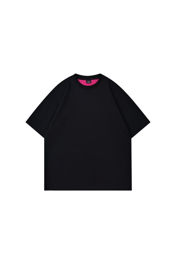 Mens Solid Color Reversible Short Sleeve Tee Dual Layer Construction Casual Cotton Fabric Round Neck Two Way Top