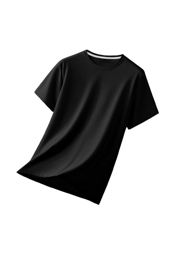 Mens Solid Color Short Sleeve Casual Tee Basic Cotton Minimalist Design Everyday Comfort Round Neck T-Shirt