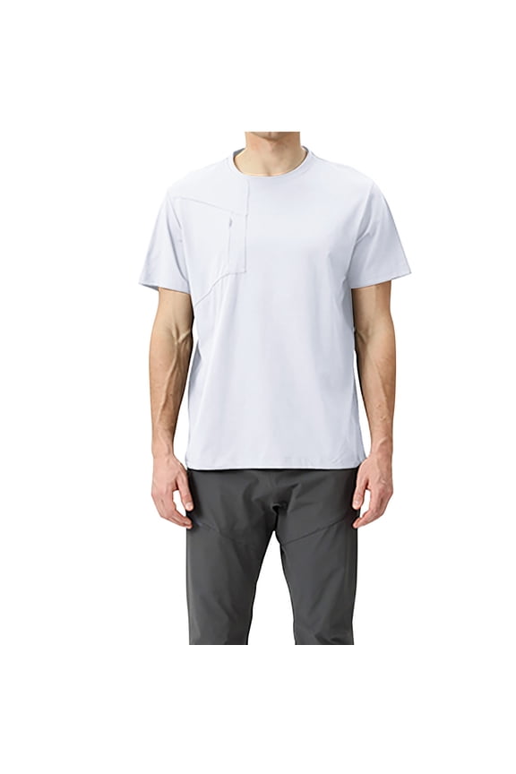 Mens Solid Color Short Sleeve Summer Tee Basic Fabric Casual Comfort Everyday Wear Round Neck T-Shirt