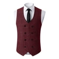 thumbnail image 1 of Yaoyar Mens Solid Color Sleeveless V-Neck Double Button Formal Suit Vest Tailored Design Dress Occasion Smart Casual Blazer Alternative V Neck Vest, 1 of 4