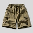 thumbnail image 1 of Yaoyar Mens Solid Color Summer Cargo Shorts Elastic Waistband Handy Side Pocket for Everyday Adventure Zipper Pocket Workwear Shorts, 1 of 5
