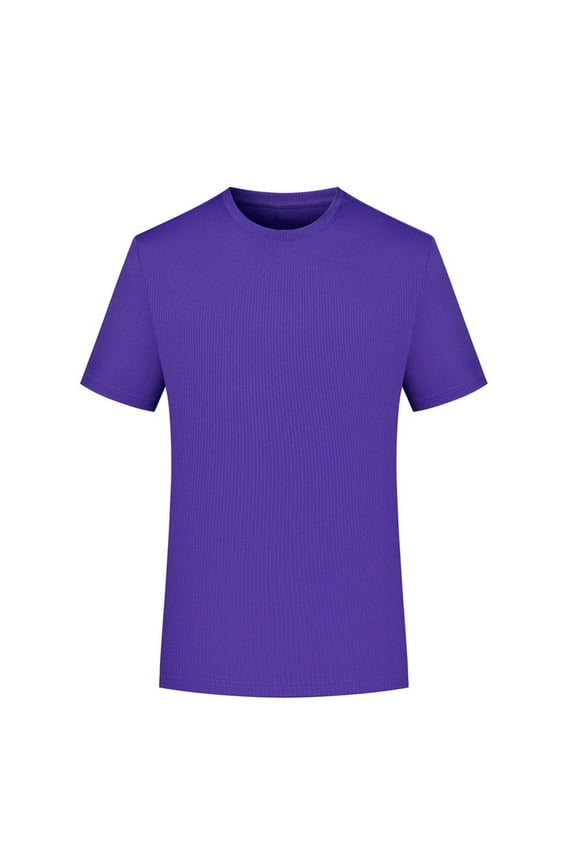 Mens Sports Short-Sleeved Solid Color Casual Elastic Sweat-Absorbent Breathable Sports Quick-Drying Short-Sleeved Round Neck Top