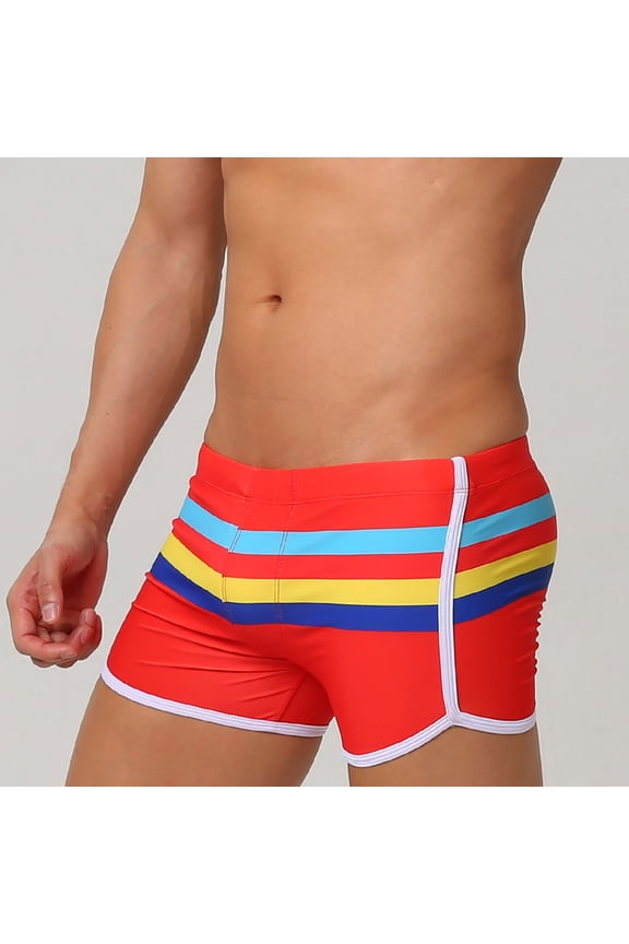 Mens Square Leg Swimwear Pride Rainbow Swim Briefs Bikini Board Surf Shorts Summer Boxer Swimming Trunks