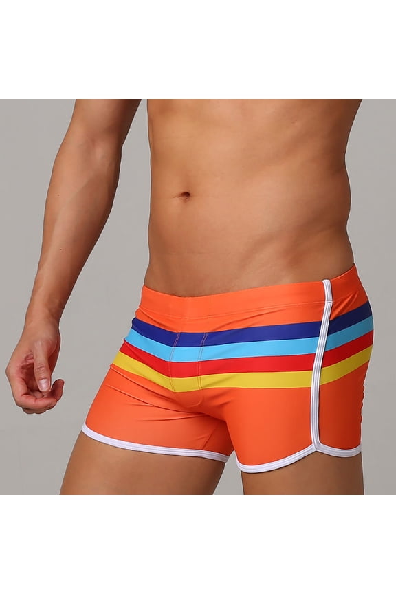 Mens Square Leg Swimwear Pride Rainbow Swim Briefs Bikini Board Surf Shorts Summer Boxer Swimming Trunks