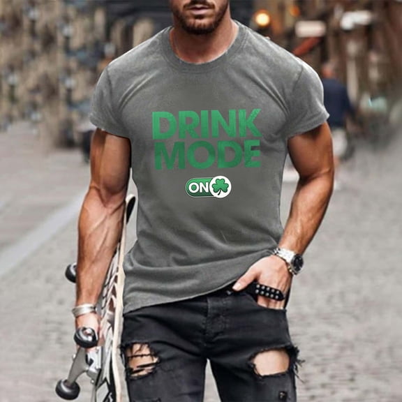 Yaoyar Mens St. Patrick's Day Printed Short Sleeve T-Shirt Top Crewneck Casual Fashion T-shirt Short Sleeve Top Workout Tops Oversized T-Shirts Loose Fit
