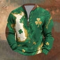 thumbnail image 1 of Yaoyar Mens St Patrick's Long Sleeve T-Shirt Crewneck Half Zipper Long Sleeved Shirts Top, 1 of 5