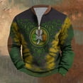 thumbnail image 1 of Yaoyar Mens St Patrick's Long Sleeve T-Shirt Crewneck Half Zipper Long Sleeved Shirts Top, 1 of 5